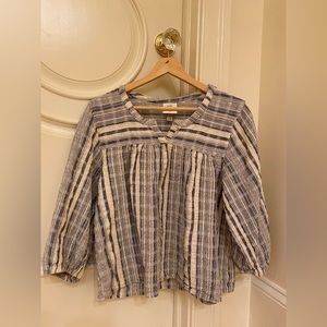 Linen Striped Long Sleeve Top